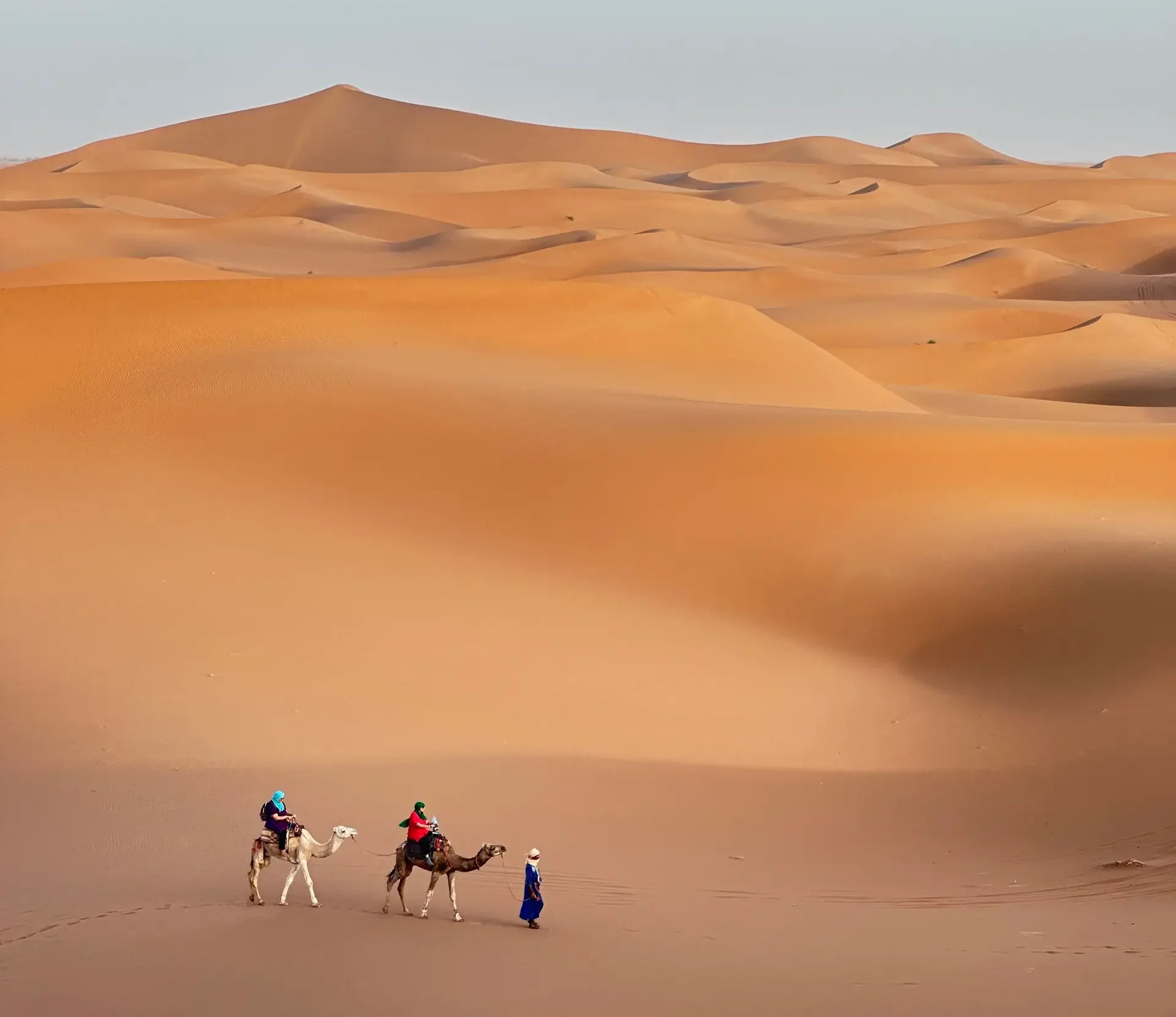 Camel ride in Erg Chigaga desert dunes